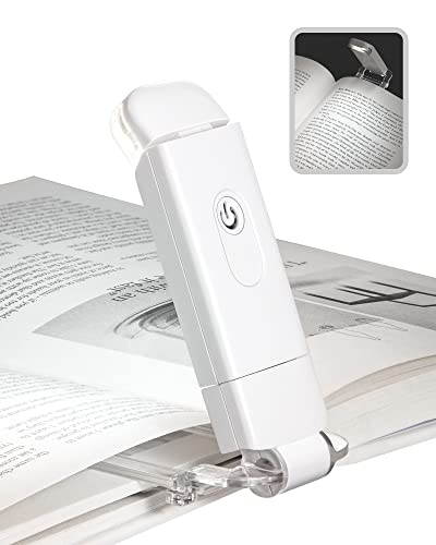 DEWENWILS USB Rechargeable Book Reading Light, 2 Brightness Levels, LED Clip on Book Light for Reading in Bed, Eye Care Book Lamp for Kids, Bookworms (White)