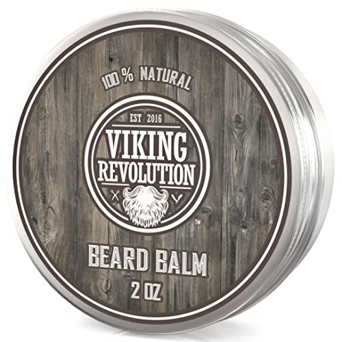Viking Revolution Beard Balm – All Natural Grooming Treatment with Argan Oil & Mango Butter – Strengthens & Softens Beards & Mustaches – Citrus Scent Leave in Conditioner Wax for Men – 1 Pack