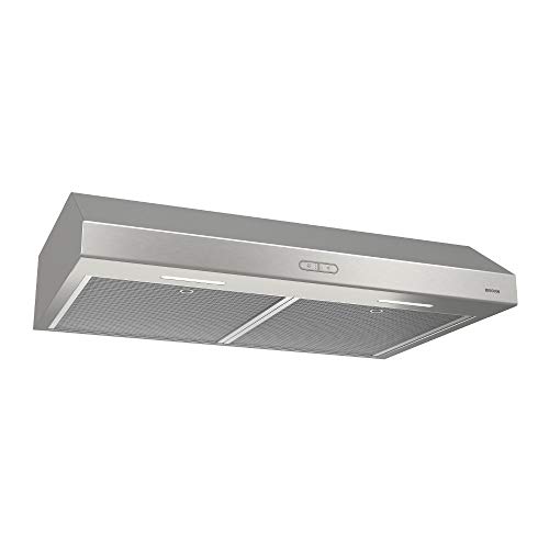 Broan- NuTone BCDF130SS Glacier Convertible Range Hood Light Exhaust Fan for Under Cabinet Stainless Steel, 375 Max Blower CFM, 30-Inch