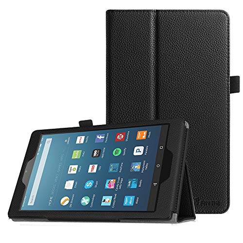 Fintie Folio Case for Amazon Fire HD 8 Tablet (7th/8th Generation, 2017/2018 Release) – Slim Fit Premium Vegan Leather Standing Protective Cover, Black