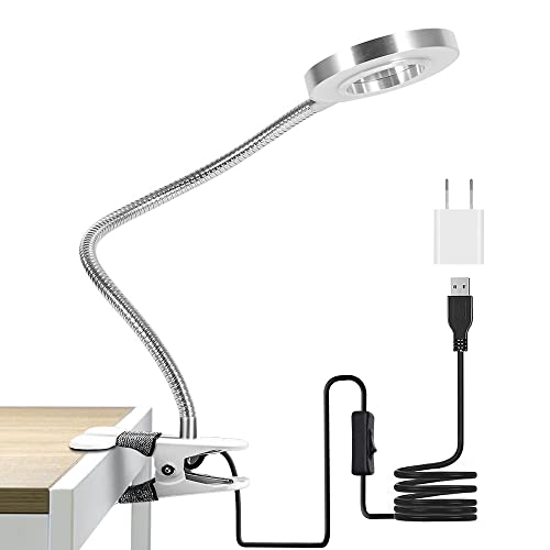 Clip on Lamp Pinkiou Desk Lamp with Clamp for Microblading Manicure Ring USB Led Clip on Light for desk with Adjustable Arm 3 Light Models Suitable for SPA Beauty Salon
