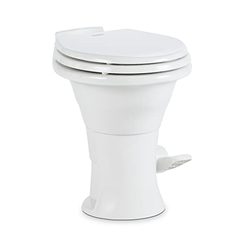 Dometic 310 Standard Toilet – Oblong Shape, Lightweight and Efficient with Pressure-Enhanced Flush with Mounting Hardware Kit- White Perfect for Modern RVs