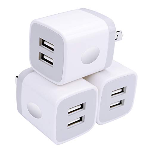 Wall Charger, USB Brick 3Pack 2.1A/5V Dual Port USB Plug Charger Cube Power Adapter Fast Charging Block for iPhone 14 13 12 X 8 7 6 Plus 5S,iPad,Samsung Galaxy S8 S7 S6 Edge,LG,ZTE,Moto,Android Phone