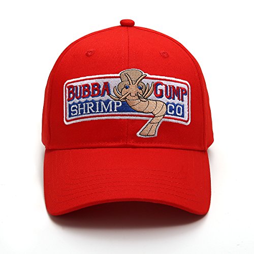 WYKBPX Adjustable Bubba Gump Baseball Cap Shrimp Co. Embroidered Hat (Red) (Bend brimmed)