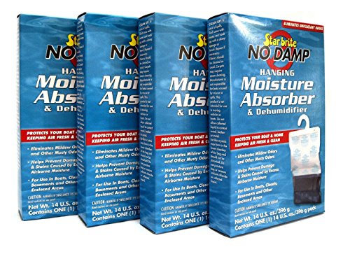 4 Pack No Damp Hanging Moisture Absorber & Dehumidifier Star Brite 85470 RV Boat