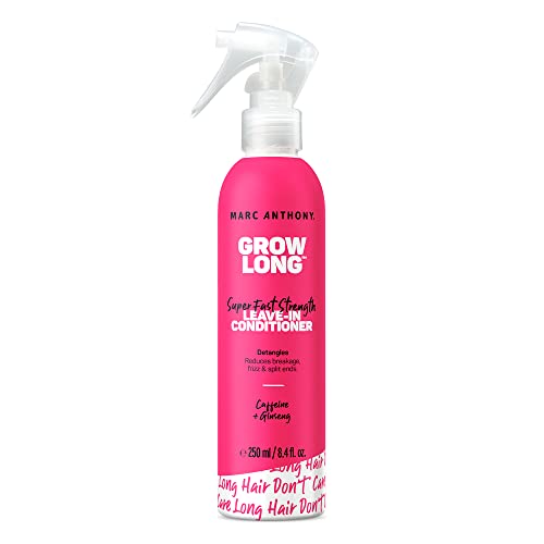 Marc Anthony Leave-In Conditioner Spray & Detangler, Grow Long Biotin – Anti-Frizz Deep Conditioner For Split Ends & Breakage – Vitamin E, Caffeine & Ginseng for Curly, Dry & Damaged Hair