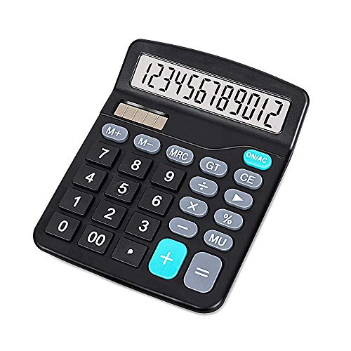 Mookii M-25 Calculators, Ubidda Standard Function Electronics Calculator, 12 Digit Large LCD Display, Handheld for Daily and Basic Office, Black