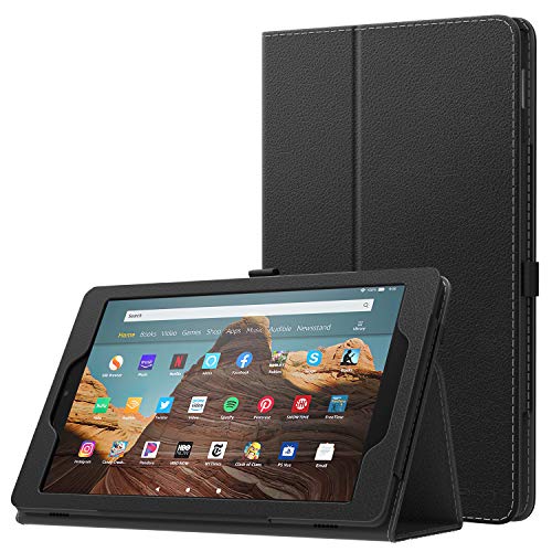 MoKo Case for Amazon Fire HD 10 Tablet (7th and 9th Generation, 2017 and 2019 Release) 10” – Slim Folding Stand Cover with Auto Wake/Sleep for 10.1 Inch Tablet, Black