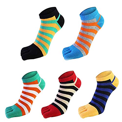 Men Women Toe Socks 100% Cotton Rainbow Stripes Floor Socks(TYPE TWO)