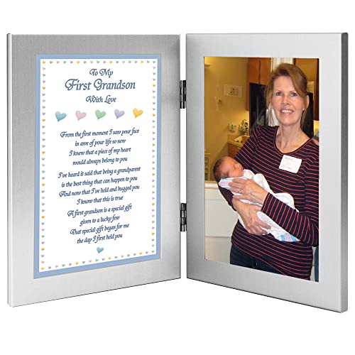 Poetry Gifts First Grandson Gift from Grandmother or Grandpa – Add 4×6 Inch Photo