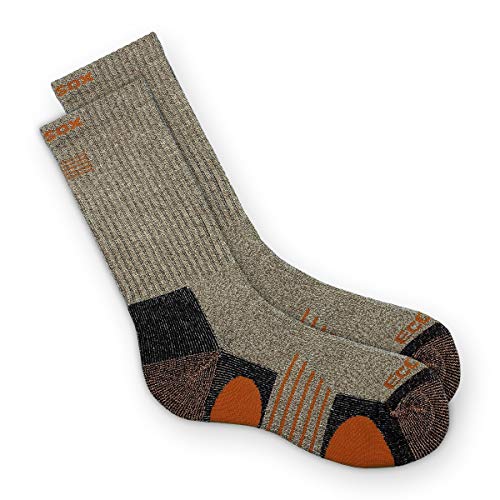 Ecosox Bamboo Full Cushion Hiking/Outdoor Crew Socks | Keep Your Feet Dry | Odor & Blister Free. (Medium, Brown with Orange)