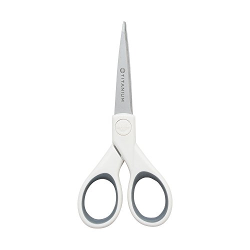 Westcott 16376 Crafting Scissors, 5-Inch Titanium Micro-Tip Scissors, White/Gray