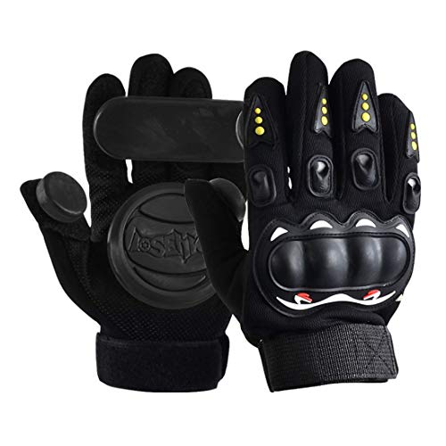 YOGOGO Skateboard Protective Gloves Standard Adult Longboard Downhill Slide Gloves Skate Gloves for Skate Skateboard Roller Skating (Black)