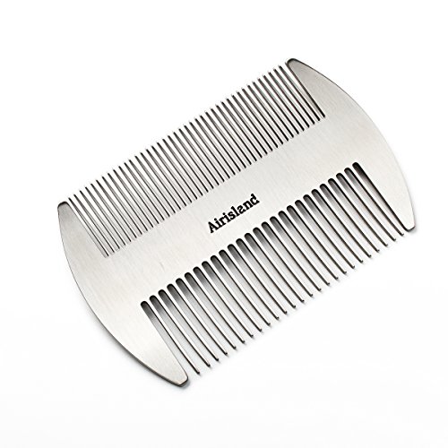 Airisland Dual Action Stainless Steel EDC Credit Card Size Comb Wallet Comb Pocket Comb Anti-Static Hair Comb Beard Mustache Comb for Man