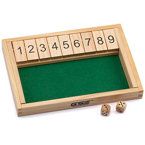 Wooden 9# Shut The Box Game – Mini Travel Set – Simple funny Family, party board game