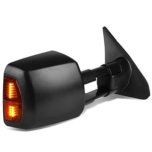Right Side Black Power Heated Glass Telescoping w/Amber LED Signal Light Side Towing Mirror Compatible with Tundra 07-16