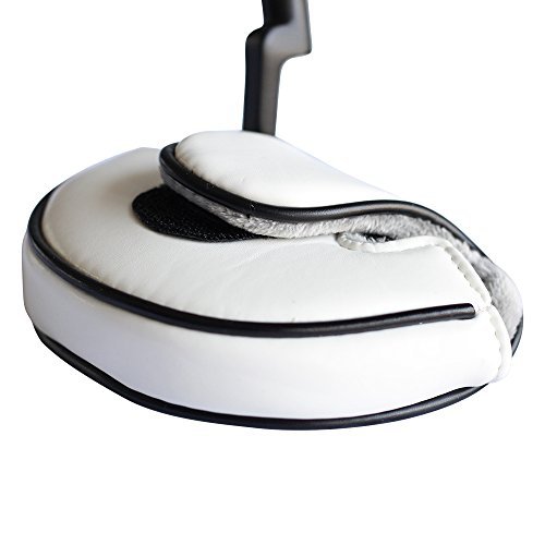 PGC Small Size White Leather Style Mallet Putter Headcover Pu Material (Designed for Smaller Mallet Putters)