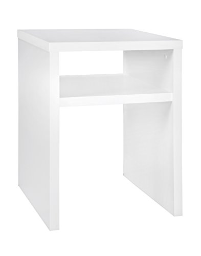 ClosetMaid 1656 2-Tier Square End Table with Storage Shelf, White