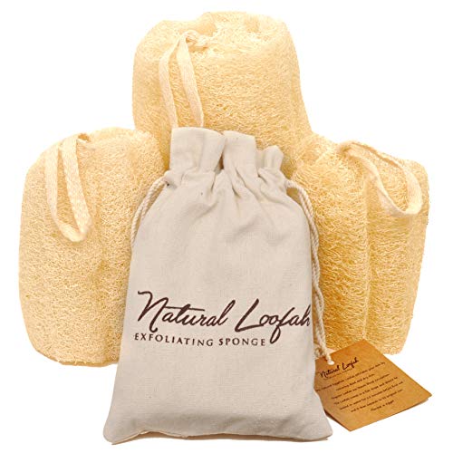 Egyptian Natural Loofah Sponge Exfoliating Body Scrubber – Our Bath Loofahs Provide a Refreshingly Deep Clean to Your Face & Body – These Luffa Sponges Are Skin-Friendly & Vegan – 6 x 6 Inches, 3 Pack