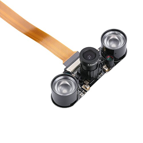 Unistorm Raspberry Pi Zero W Camera Module Night Vision with 3.6mm Adjustable Focal Length 2pcs IR Sensor LED Light Raspberry Pi Zero Adjustable Camera