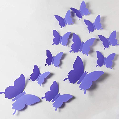 24pcs 3D Butterfly Removable Mural Stickers Wall Stickers Decal for Home and Room Decoration (Indigo)