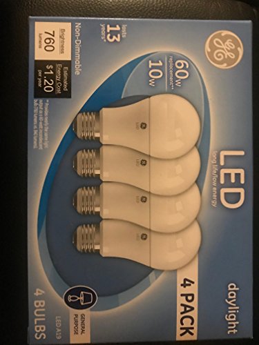 GE 4-Pack 60 W Equivalent Daylight A19 LED Light Fixture Light Bulbs