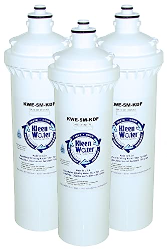 KleenWater KWE-1M-KDF-H-300+M Replacement Water Filter Cartridges, Compatible with Everpure H-300+M, H-300 and H-200, Set of 3, New Dual 5 Micron and 1 Micron Filtration