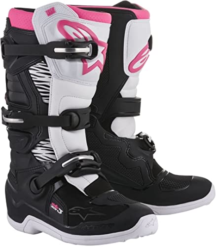 Alpinestars mens Black/White/Pink Tech 3 Stella Boots Black White Pink Sz 06, Multi, 6 US