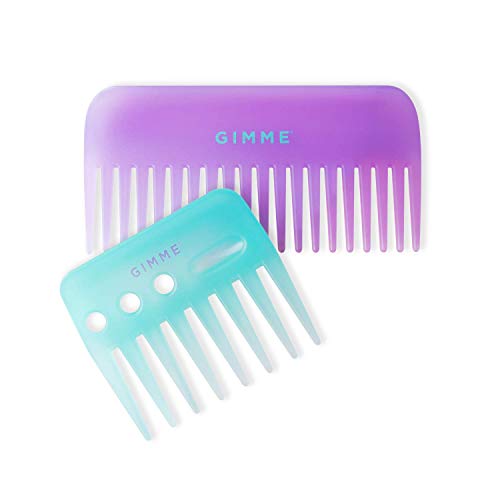 Gimme Beauty – Turquoise & Purple Detangling Shower Comb Set – Wet Detangler Comb – Big Comb & Small Comb for Hair Easily Distributes Products for Dry & Wet Brushing – For Curls & Tangled Hair (2 Ct)