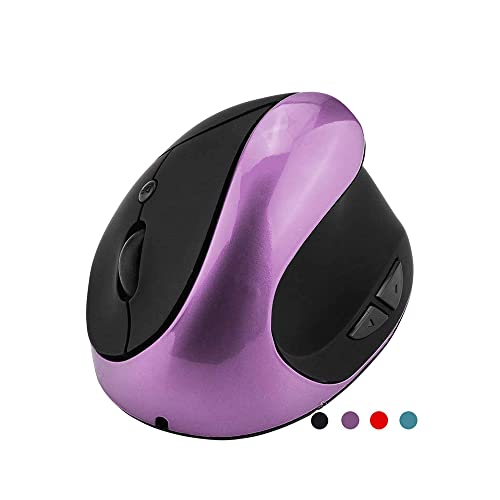 Viwind Ergonomic Mouse,2.4G Wireless Vertical Optical Mouse with Nano Receiver,4 Adjustable DPI 800/1200/ 1600/2400,Rechargeable Li-Battery,6 Buttons for Computer,Notebook, PC, Laptop, MacBook(Purple)