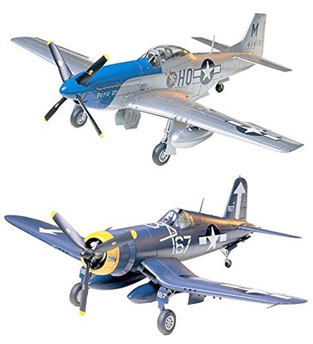 2 Tamiya Aircraft Model Kits – P-51 Mustang and Vought F4U-1D Corsair (Japan Import)