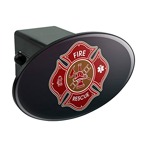 Firefighter Fire Rescue Maltese Cross Oval Tow Trailer Hitch Cover Plug Insert