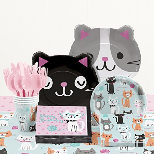 Purr-fect Cat Birthday Party Supplies Kit