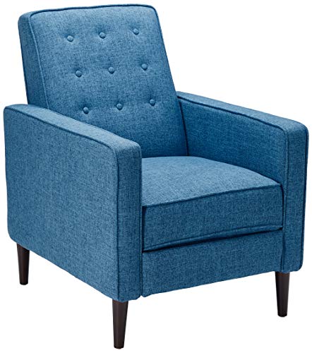 GDFStudio Macedonia Mid Century Modern Tufted Back Fabric Recliner (Muted Blue).