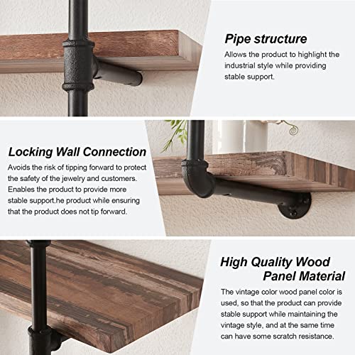 HOMISSUE 4-Shelf Rustic Pipe Shelving Unit, Metal Decorative Accent Wall Book Shelf for Home or Office Organizer, Retro Brown | The Storepaperoomates Retail Market - Fast Affordable Shopping