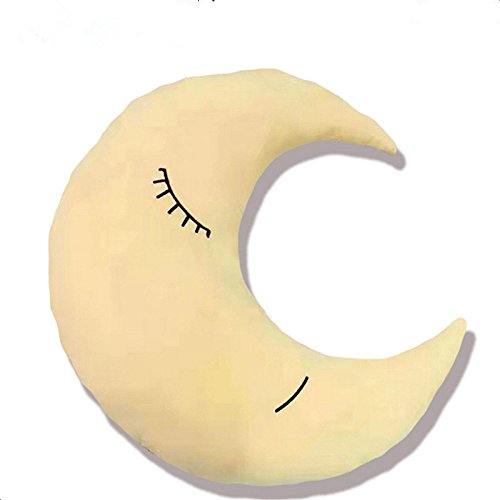 A-cool Crescent Moon Shape Stuffed Toy Throw Pillow Cushion -Office Sofa Couch Car Seat Home Decorative Nursing Pillow (Yellow , 40CM/15.75〃)