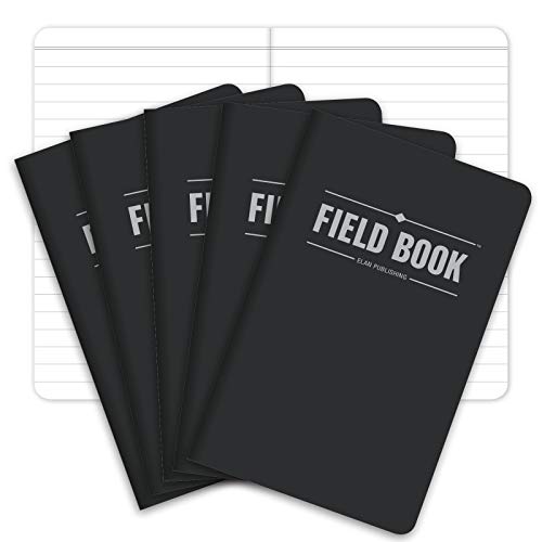 Elan Publishing Company Field Notebook / Pocket Journal – 3.5″x5.5″ – Black – Lined Memo Book – Pack of 5