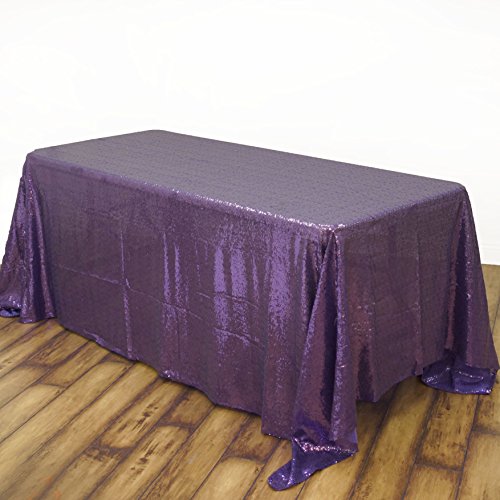 Tableclothsfactory Luxury Collection Duchess Sequin Rectangle Tablecloth 90 x 156 – Purple
