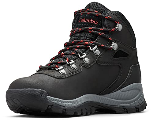Columbia womens Newton Ridge Plus Waterproof Hiking Boot, Black/Poppy Red, 8.5 US
