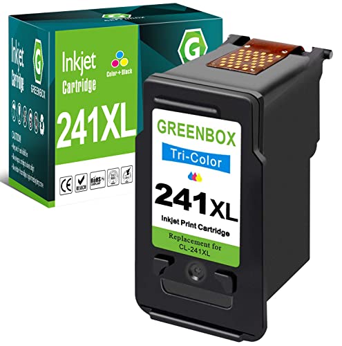 GREENBOX Remanufactured 241XL High-Yield Color Ink Cartridge Replacement for Canon CL-241XL 241 XL for Canon PIXMA MG3620 TS5120 MX532 MX472 MX452 MG3522 MG2120 MG3520 MG3220 Printer (1 Tri-Color)
