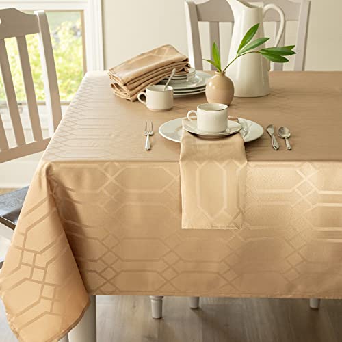 Benson Mills Solid Chagall Spillproof Fabric Table Cloth, for Everyday, Parties, Weddings, & Holiday Tablecloth (60″ x 120″ Rectangular, Wheat)