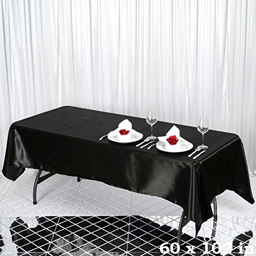 TABLECLOTHSFACTORY Black 60×102 Rectangle Satin Tablecloth