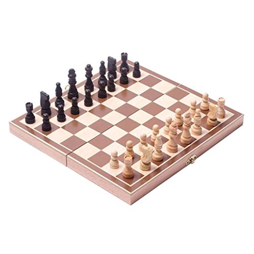 BlueSnail 15″ Classic Vintage Standard Folding Wooden Chess Set, Foldable Games Board Crafted Carved