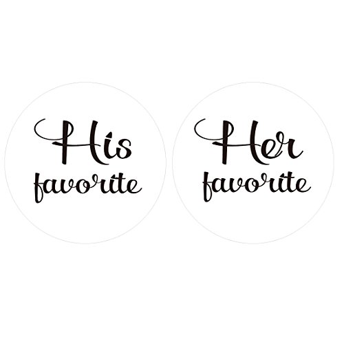 80-Pack- 2” White his Favorite & her Favorite Wedding Stickers, Wedding Favor Stickers Labels