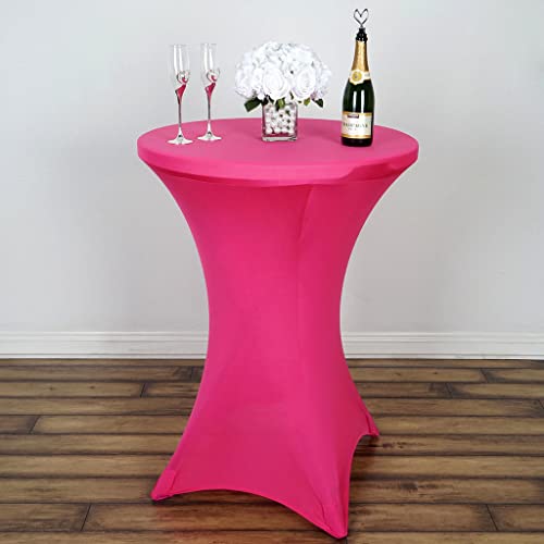TABLECLOTHSFACTORY Cocktail Spandex Table Cover – Fushia