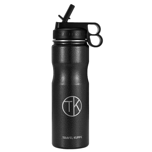 Travel Kuppe Vacuum Insulated Stainless Steel Cycling Sports Water Bottle, Includes Both Straw and Sip Lid