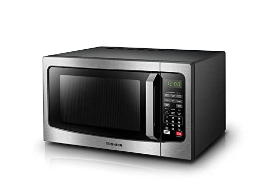 TOSHIBA EM131A5C-SS Countertop Microwave Oven, 1.2 Cu Ft with 12.4″ Turntable, Smart Humidity Sensor with 12 Auto Menus, Mute Function & ECO Mode, Easy Clean Interior, Stainless Steel & 1100W
