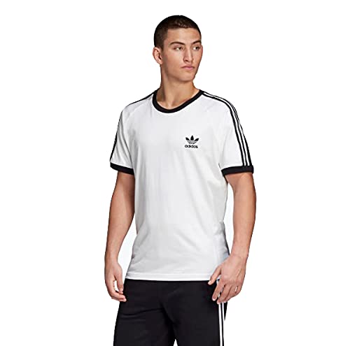 adidas Originals mens 3-stripes Tee Shirt, White/Black, Small US