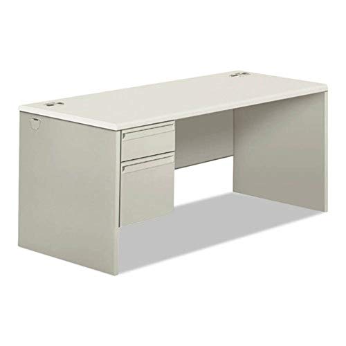 HON 38291Rb9q 38000 Series Single Pedestal Desk, 66-Inch Wide, Right, Silver Mesh/Light Gray