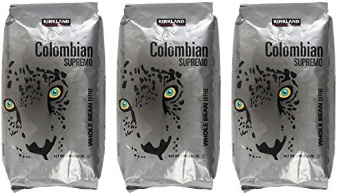 Kirkland Signature Colombian Supremo Whole Bean Coffee, 3 Pound (3 Pack)